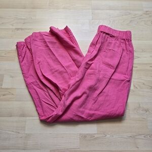 H/G Linen Blend Split Front Leg Pink Beach Pants Size Medium